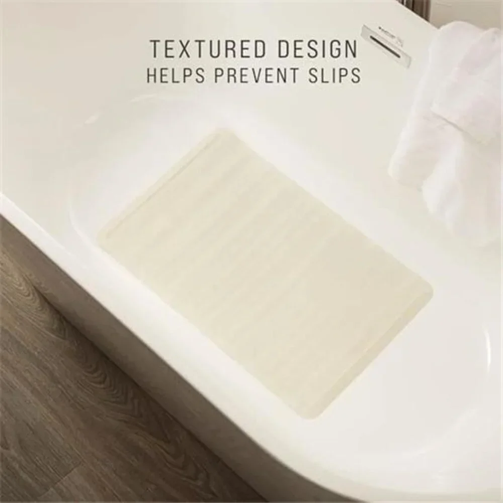 Non Slip Bath Mat Suction Backed Shower Mat Rubber Medium White Bathroom Safety